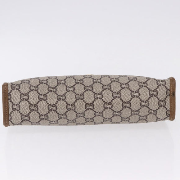 GUCCI GUCCI Plus Clutch Bag PVC Leather Beige Gold Tone Auth gh2255