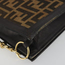 FENDI Zucca Canvas Shoulder Bag Brown Gold Tone Auth gh2256-15