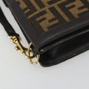 FENDI Zucca Canvas Shoulder Bag Brown Gold Tone Auth gh2256-17