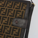 FENDI Zucca Canvas Shoulder Bag Brown Gold Tone Auth gh2256-18