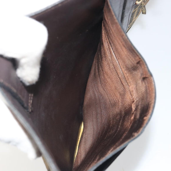 FENDI Zucca Canvas Shoulder Bag Brown Gold Tone Auth gh2256