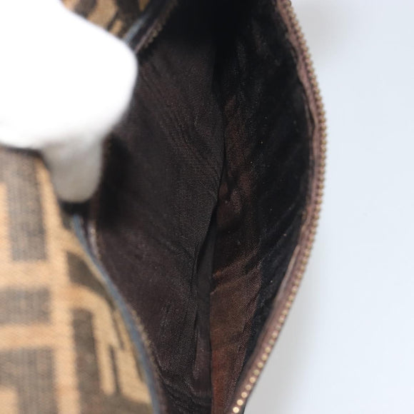 FENDI Zucca Canvas Shoulder Bag Brown Gold Tone Auth gh2256