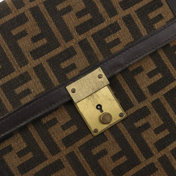 FENDI Zucca Canvas Shoulder Bag Brown Gold Tone Auth gh2256