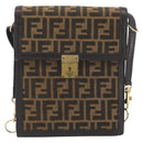 FENDI Zucca Canvas Shoulder Bag Brown Gold Tone Auth gh2256-13