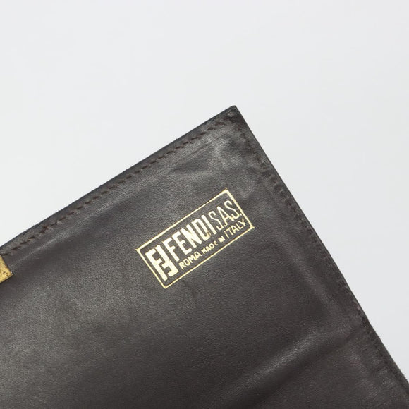 FENDI Zucca Canvas Shoulder Bag Brown Gold Tone Auth gh2256