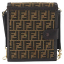 FENDI Zucca Canvas Shoulder Bag Brown Gold Tone Auth gh2256-2
