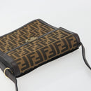 FENDI Zucca Canvas Shoulder Bag Brown Gold Tone Auth gh2256-6
