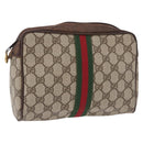 GUCCI GG Supreme Web Sherry Line Clutch Bag PVC Beige 63 014 3553 Auth gh2257-1