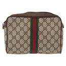 GUCCI GG Supreme Web Sherry Line Clutch Bag PVC Beige 63 014 3553 Auth gh2257-2