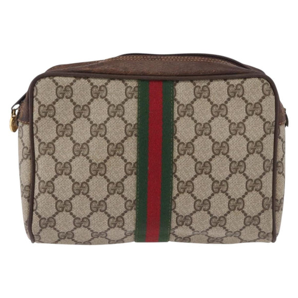 GUCCI GG Supreme Web Sherry Line Clutch Bag PVC Beige 63 014 3553 Auth gh2257