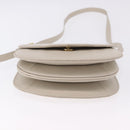 SAINT LAURENT Shoulder Bag Leather Beige Gold Tone Auth gh2258-10