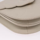SAINT LAURENT Shoulder Bag Leather Beige Gold Tone Auth gh2258-11