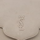 SAINT LAURENT Shoulder Bag Leather Beige Gold Tone Auth gh2258-15