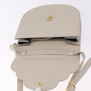 SAINT LAURENT Shoulder Bag Leather Beige Gold Tone Auth gh2258-16