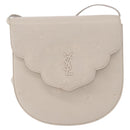 SAINT LAURENT Shoulder Bag Leather Beige Gold Tone Auth gh2258-2