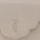 SAINT LAURENT Shoulder Bag Leather Beige Gold Tone Auth gh2258-3