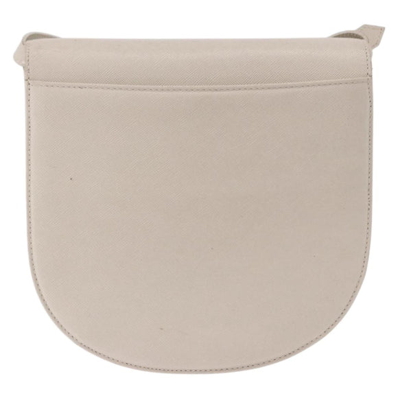 SAINT LAURENT Shoulder Bag Leather Beige Gold Tone Auth gh2258