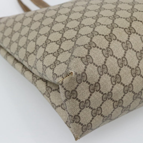GUCCI GG Supreme Tote Bag PVC Leather Beige Gold Tone 39 02 061 Auth gh2260