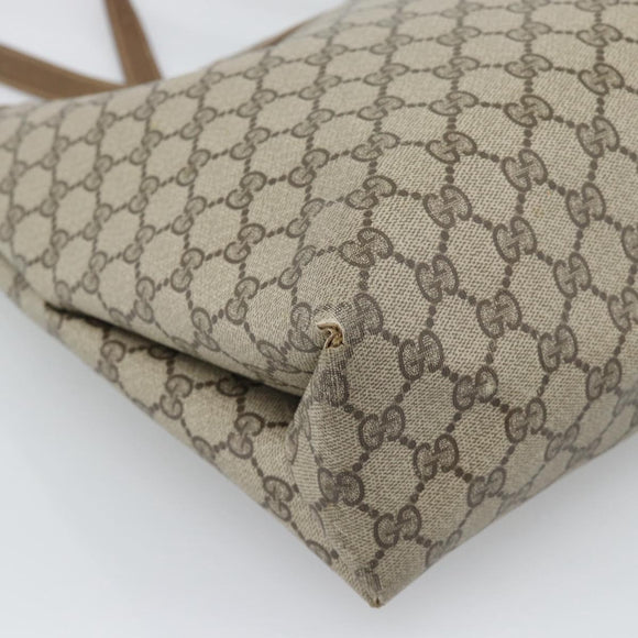 GUCCI GG Supreme Tote Bag PVC Leather Beige Gold Tone 39 02 061 Auth gh2260