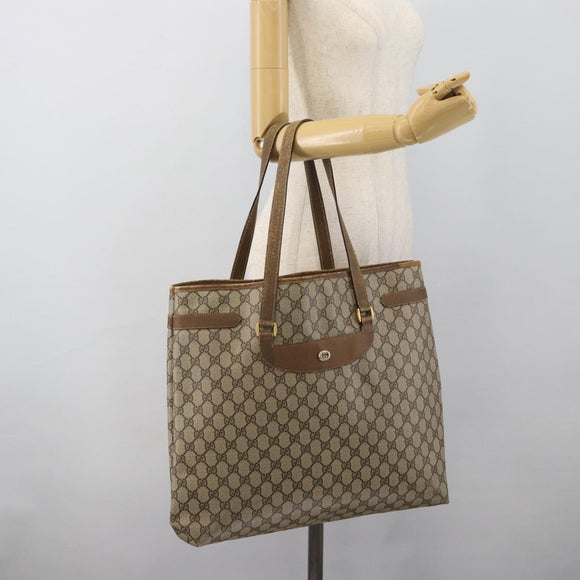 GUCCI GG Supreme Tote Bag PVC Leather Beige Gold Tone 39 02 061 Auth gh2260