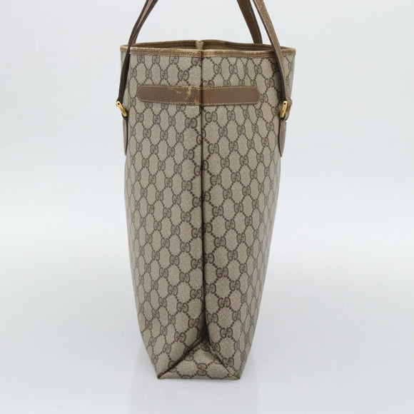 GUCCI GG Supreme Tote Bag PVC Leather Beige Gold Tone 39 02 061 Auth gh2260