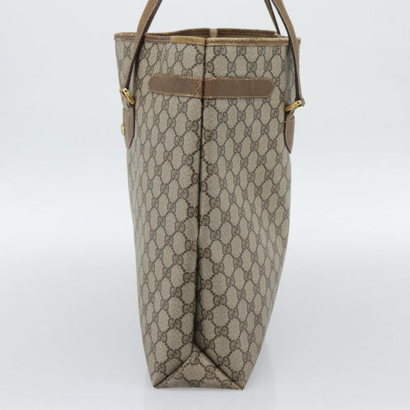 GUCCI GG Supreme Tote Bag PVC Leather Beige Gold Tone 39 02 061 Auth gh2260