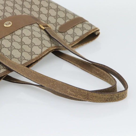GUCCI GG Supreme Tote Bag PVC Leather Beige Gold Tone 39 02 061 Auth gh2260