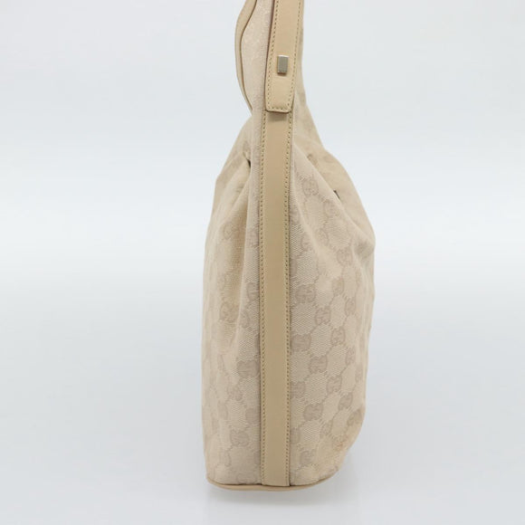 GUCCI GG Canvas Hand Bag Beige Gold Tone 73885 Auth gh2261A