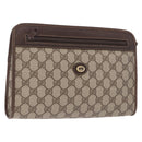 GUCCI GG Supreme Clutch Bag PVC Leather Beige Gold Tone 97 01 037 Auth gh2262-1