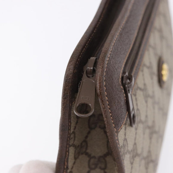 GUCCI GG Supreme Clutch Bag PVC Leather Beige Gold Tone 97 01 037 Auth gh2262