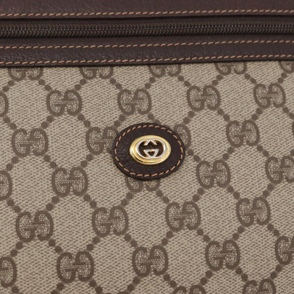 GUCCI GG Supreme Clutch Bag PVC Leather Beige Gold Tone 97 01 037 Auth gh2262