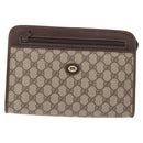 GUCCI GG Supreme Clutch Bag PVC Leather Beige Gold Tone 97 01 037 Auth gh2262-2