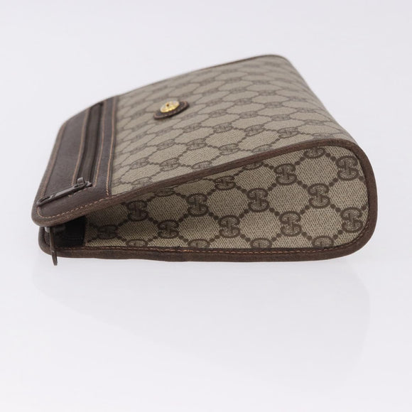 GUCCI GG Supreme Clutch Bag PVC Leather Beige Gold Tone 97 01 037 Auth gh2262