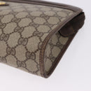 GUCCI GG Supreme Clutch Bag PVC Leather Beige Gold Tone 97 01 037 Auth gh2262-9