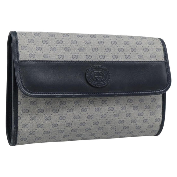 GUCCI Micro GG Clutch Bag PVC Leather Navy 004 89 0265 Auth gh2263