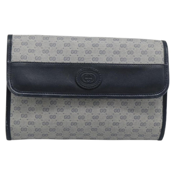 GUCCI Micro GG Clutch Bag PVC Leather Navy 004 89 0265 Auth gh2263