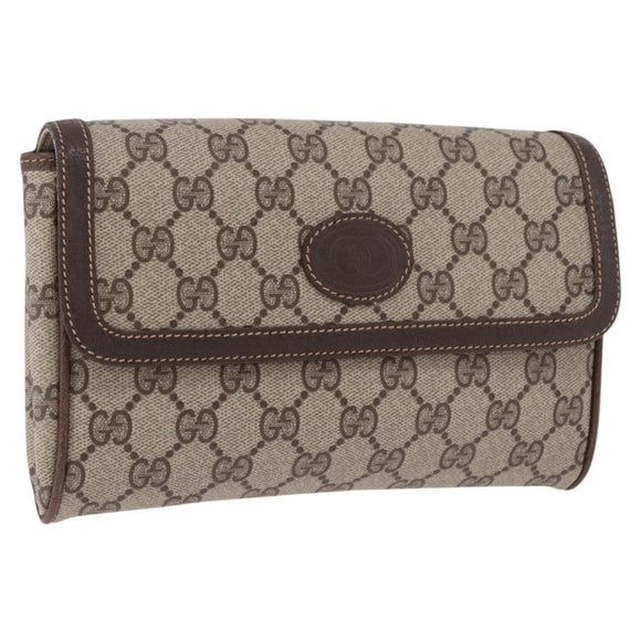 GUCCI GG Supreme Clutch Bag PVC Leather Beige 004 904 0190 Auth gh2264