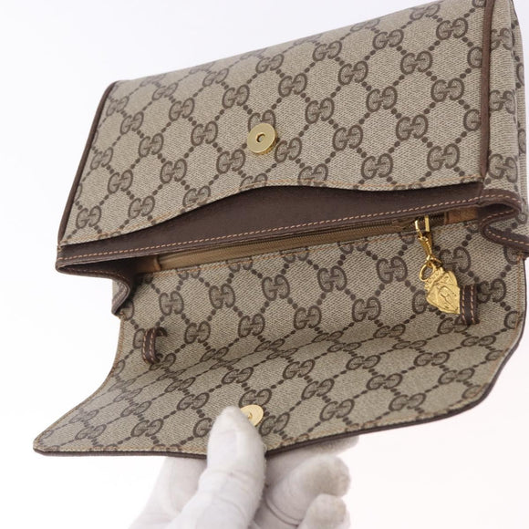 GUCCI GG Supreme Clutch Bag PVC Leather Beige 004 904 0190 Auth gh2264