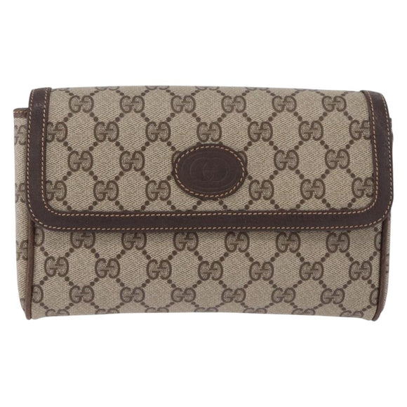 GUCCI GG Supreme Clutch Bag PVC Leather Beige 004 904 0190 Auth gh2264