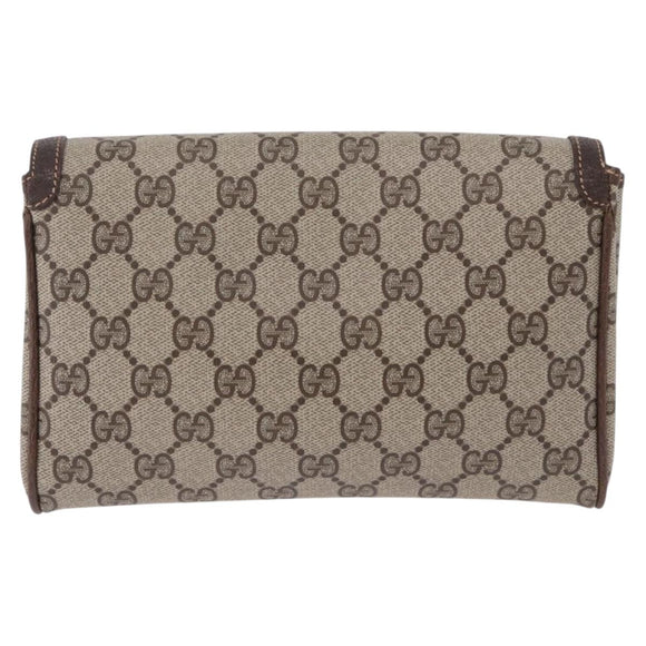 GUCCI GG Supreme Clutch Bag PVC Leather Beige 004 904 0190 Auth gh2264