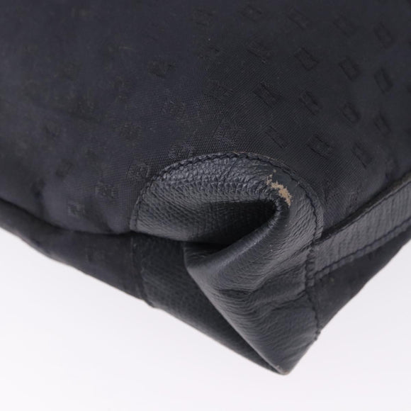 FENDI Hand Bag Canvas Navy Black Auth gh2269