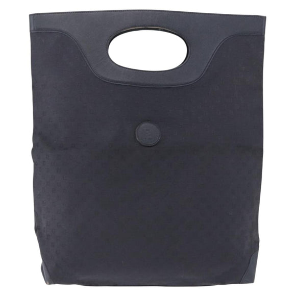 FENDI Hand Bag Canvas Navy Black Auth gh2269