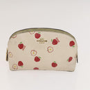 Coach Signature Pouch PVC Leather 5Set Beige White Auth gh227-23