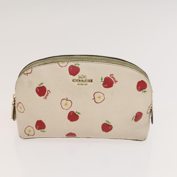 Coach Signature Pouch PVC Leather 5Set Beige White Auth gh227