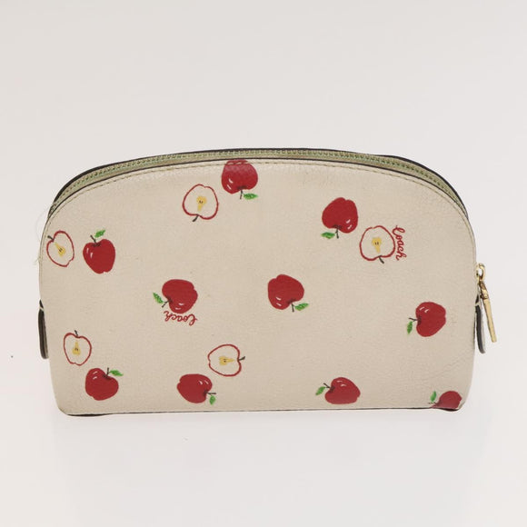 Coach Signature Pouch PVC Leather 5Set Beige White Auth gh227