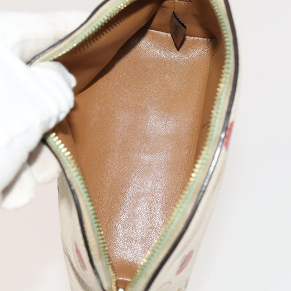 Coach Signature Pouch PVC Leather 5Set Beige White Auth gh227