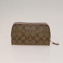 Coach Signature Pouch PVC Leather 5Set Beige White Auth gh227-3