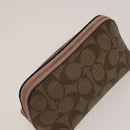 Coach Signature Pouch PVC Leather 5Set Beige White Auth gh227-4