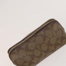 Coach Signature Pouch PVC Leather 5Set Beige White Auth gh227-9