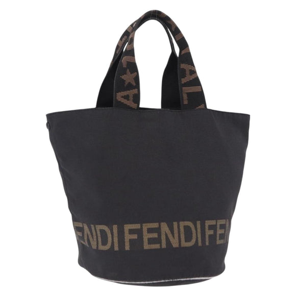FENDI Hand Bag Canvas Black Auth gh2270